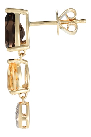 Boucles d'oreilles Ghislaine - Or jaune, diamants et citrines