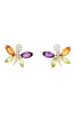 Puces Julianna - Or jaune, diamants, améthystes, citrines et péridots