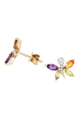 Puces Julianna - Or jaune, diamants, améthystes, citrines et péridots