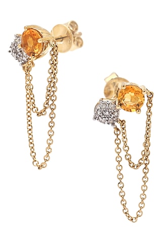 Boucles d'oreilles Angèle - Or jaune, diamants et citrines