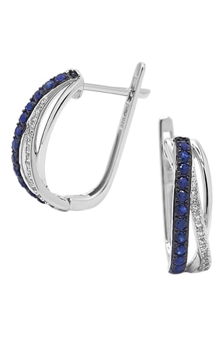 Boucles d'oreilles Splendeur de Saphir - Or blanc, diamants et saphirs