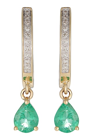 Boucles d'oreilles Juria - Or jaune, diamants et émeraudes
