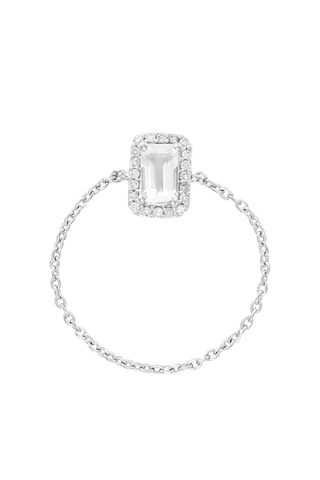 Bague Neya - Or blanc, diamants et topaze