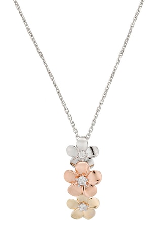 Pendentif Ikebana - Or jaune, or blanc, or rose et diamants