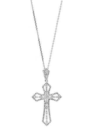 Pendentif Royal Cross - Or blanc et diamants
