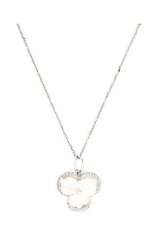 Pendentif Fleur nacrée - Or blanc, diamants et nacre