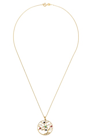 Pendentif Tree of Life - Or jaune, diamants, émeraude, rubis et saphirs
