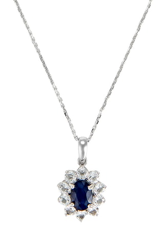 Pendentif Etoile Bleue - Or blanc, saphir et topazes