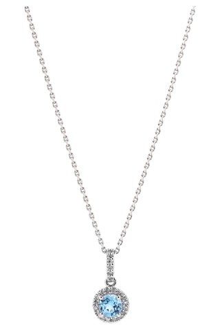 Pendentif Popi Topaze 4mm - Or blanc, diamants et topaze