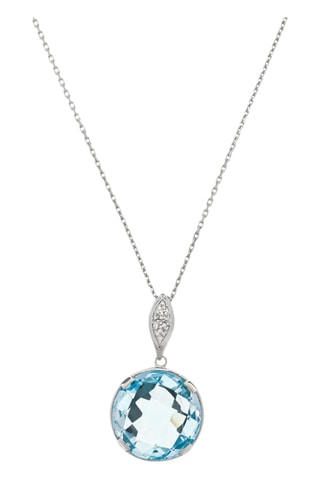 Pendentif Topaze bubble - Or blanc, diamants et topaze