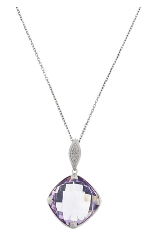 Pendentif Améthyste square - Or blanc, diamants et améthyste
