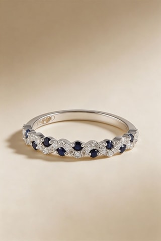 Bague Demeter - Or blanc, diamants et saphirs