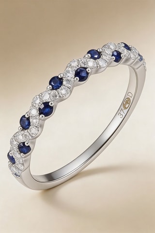 Bague Demeter - Or blanc, diamants et saphirs