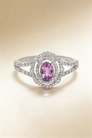Bague Lycoris - Or blanc, diamants et saphir