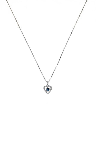 Pendentif Heart - Or blanc, diamants et saphir