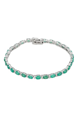 Bracelet Chemin précieux - Or blanc, diamants et émeraudes