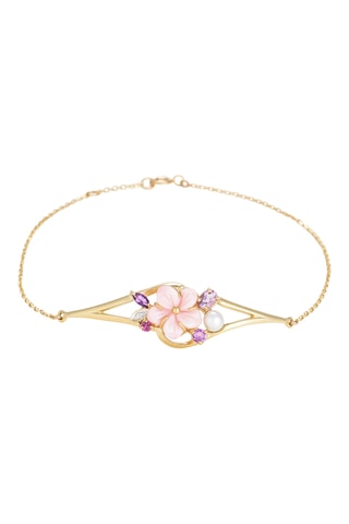 Jonc Norina - Or jaune, diamant, rhodonite et améthystes