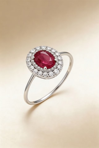 Bague Aqaba - Or blanc, diamants et rubis