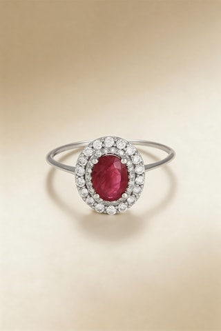 Bague Aqaba - Or blanc, diamants et rubis