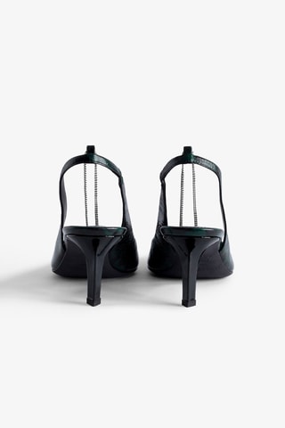 Zapatos de piel caprina de charol de tacón - Verde