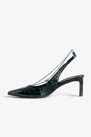 Zapatos de piel caprina de charol de tacón - Verde