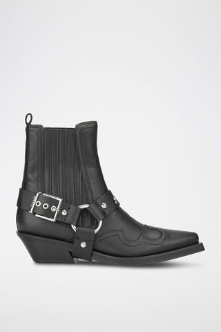 Botines Chelsea de piel - Negro - Ganni