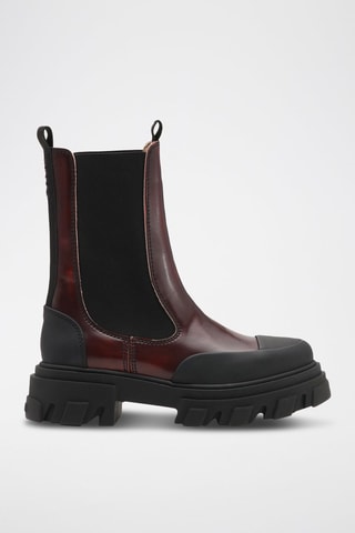 Botines Chelsea - Negro y burdeos - Ganni