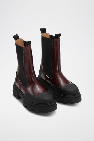 Botines Chelsea - Negro y burdeos - Ganni