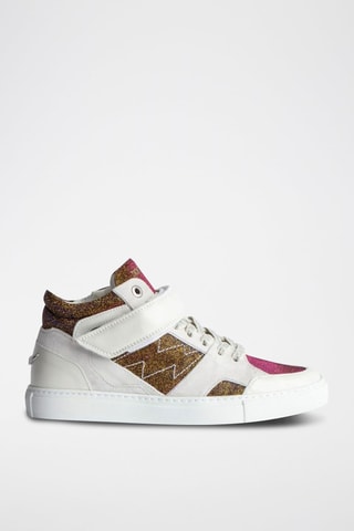Zapatillas de piel - Dorado y blanco
