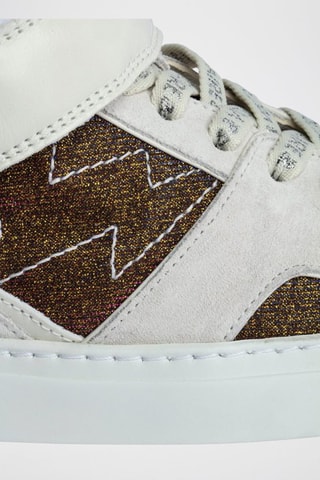 Zapatillas de piel - Dorado y blanco