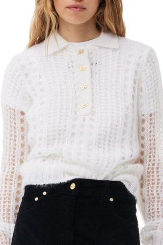 Jersey relaxed de mohair - Blanco - Ganni