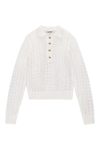 Jersey relaxed de mohair - Blanco - Ganni