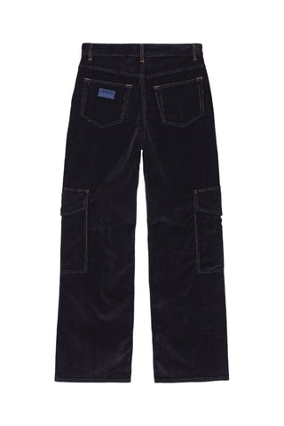 Pantalón cargo de pana de algodón orgánico - Azul oscuro - Ganni