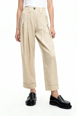 Pantalón 7/8 de tiro alto - Beige - Ganni
