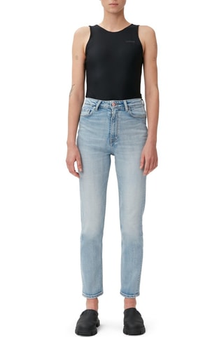 Vaquero slim fit de tiro alto de algodón orgánico - Celeste - Ganni