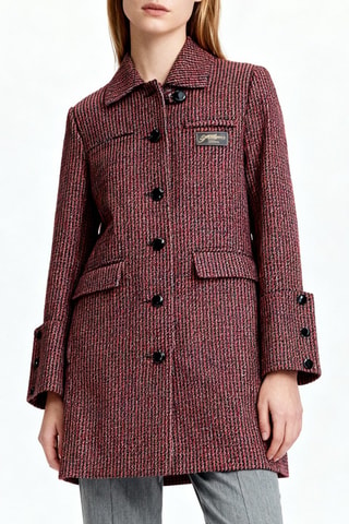 Abrigo de lana reciclada - Rojo y negro - Ganni