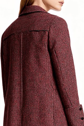 Abrigo de lana reciclada - Rojo y negro - Ganni