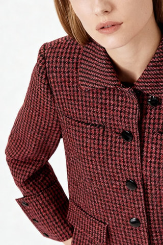 Abrigo de lana reciclada - Rojo y negro - Ganni