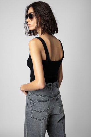 Crop top de lana y cachemir - Negro
