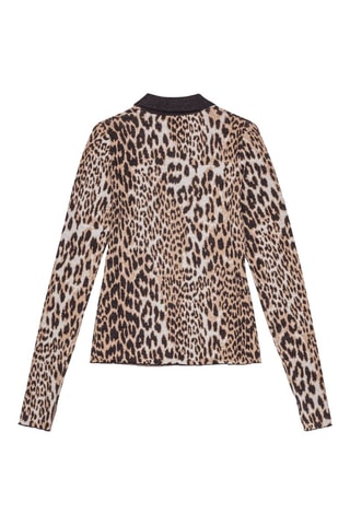 Top de lana merino - Beige y negro - Ganni