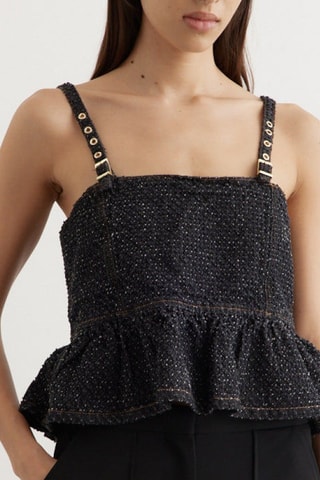 Crop top de algodón orgánico - Negro - Ganni