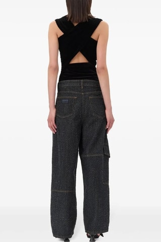 Top drapeado de terciopelo - Negro - Ganni