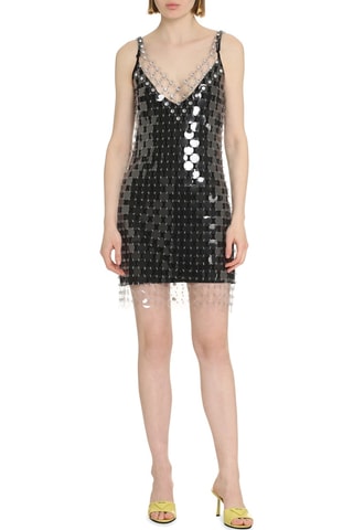 Vestido corto de piel sin mangas - Negro - Paco Rabanne