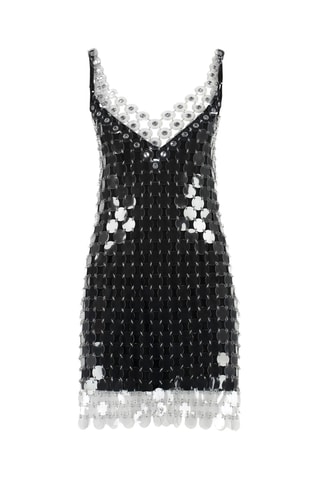 Vestido corto de piel sin mangas - Negro - Paco Rabanne