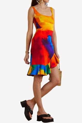 Vestido corto sin mangas - Rojo y amarillo - Paco Rabanne