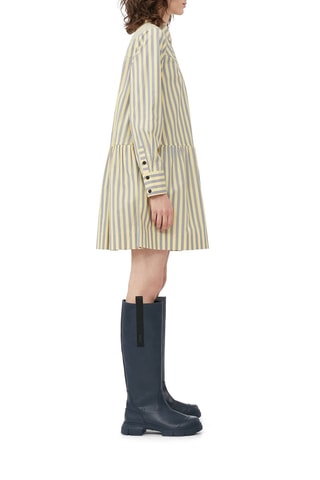 Vestido camisero de algodón orgánico - Amarillo y gris - Ganni