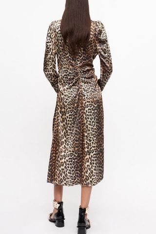 Vestido midi - Negro y marrón - Ganni