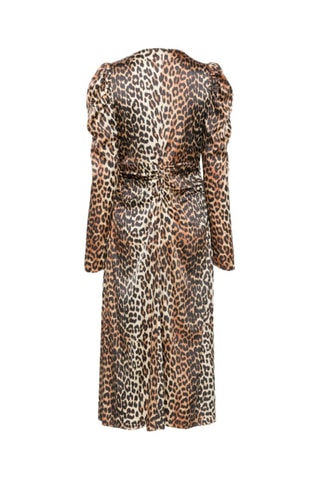 Vestido midi - Negro y marrón - Ganni