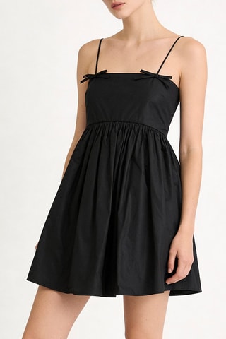 Vestido evasé de algodón orgánico - Negro - Ganni