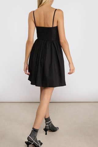 Vestido evasé de algodón orgánico - Negro - Ganni
